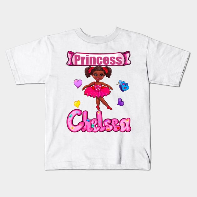 Birthday girl fantasy ballet African American Princess Chelsea Kids T-Shirt by Artonmytee